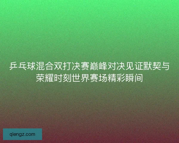 乒乓球混合双打决赛巅峰对决见证默契与荣耀时刻世界赛场精彩瞬间